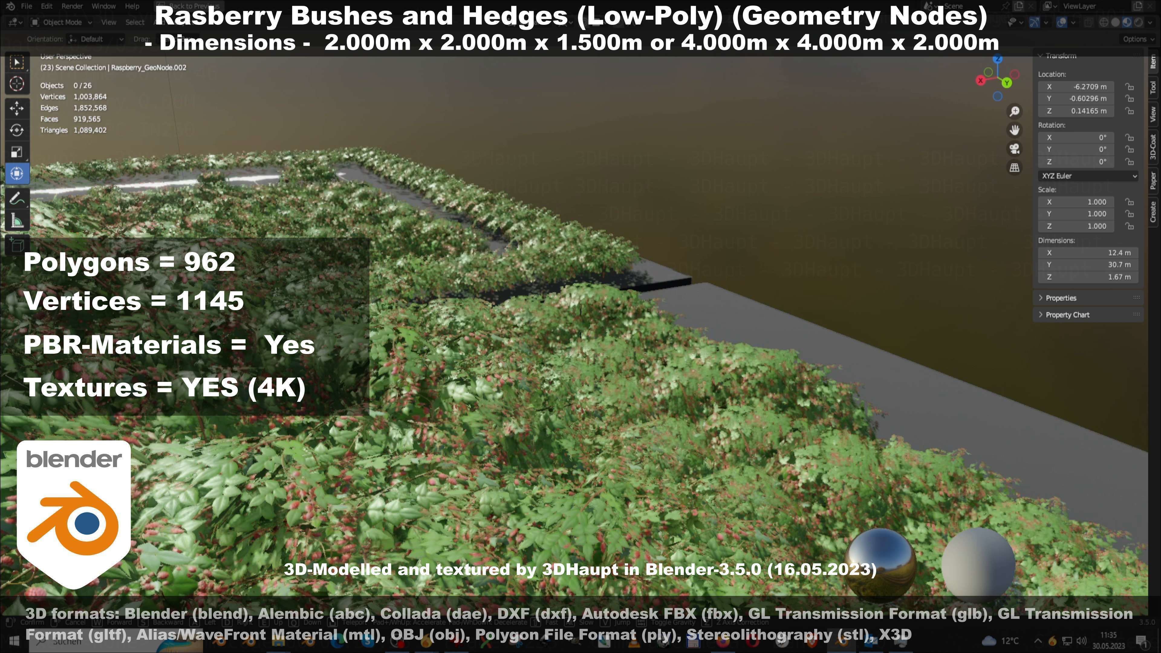 Low-Poly Rasberry Bushes and Hedges Low-poly 3D model_65