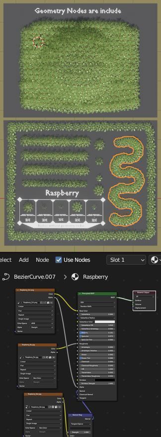 Low-Poly Rasberry Bushes and Hedges Low-poly 3D model_12