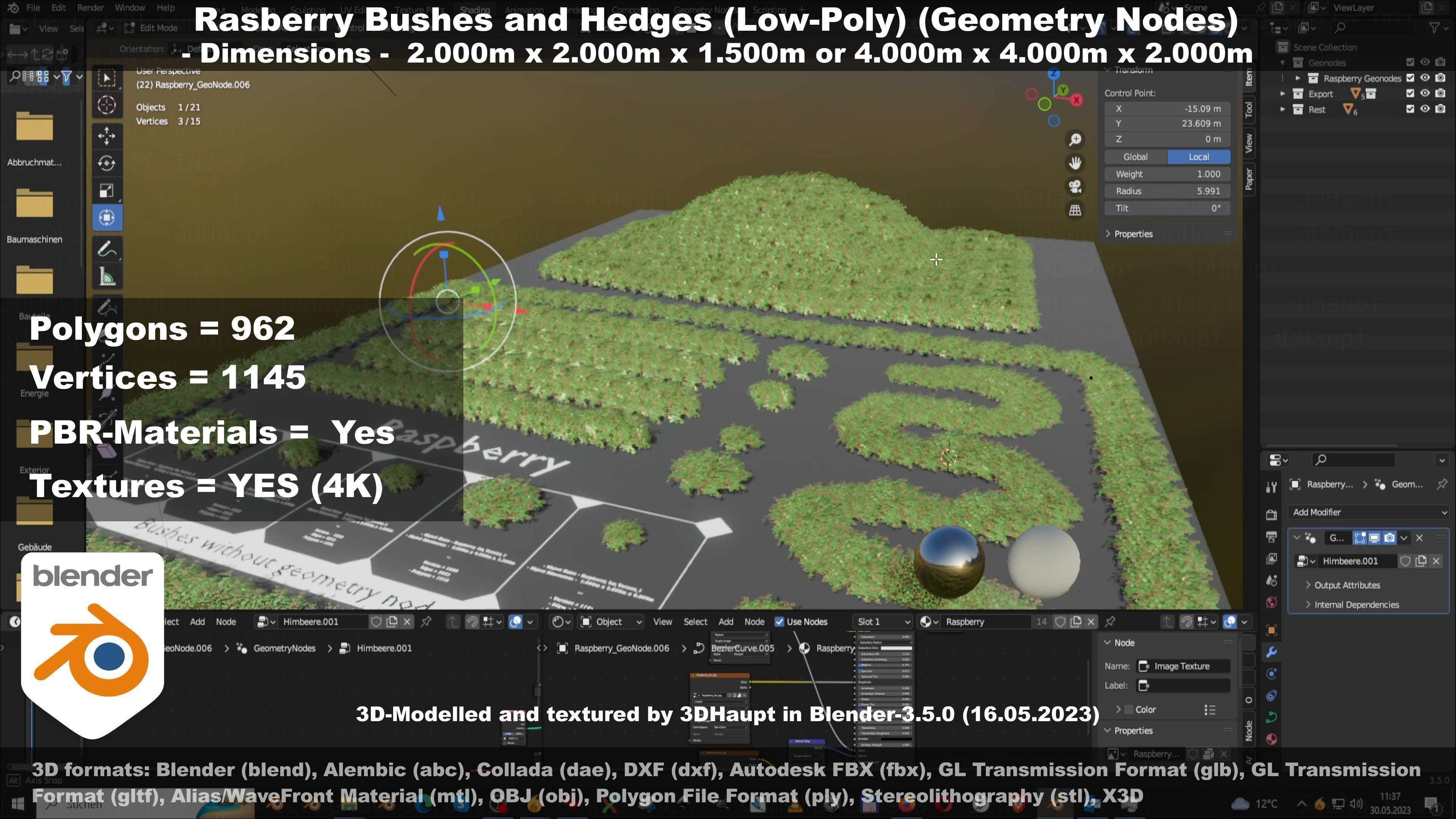 Low-Poly Rasberry Bushes and Hedges Low-poly 3D model_105