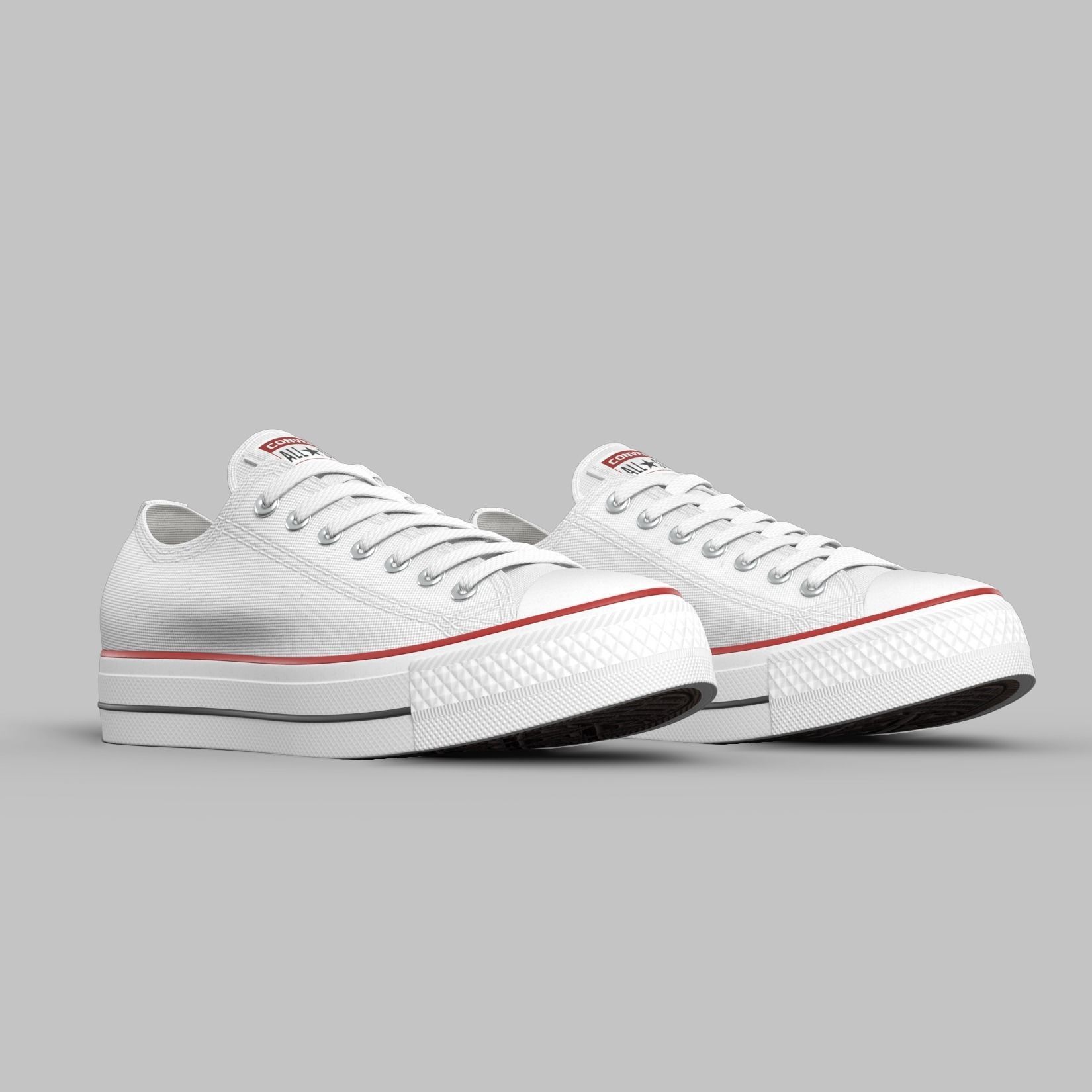Chuck Taylor All Star Classic - Converse Shoes - Optical White Low-poly 3D model_3