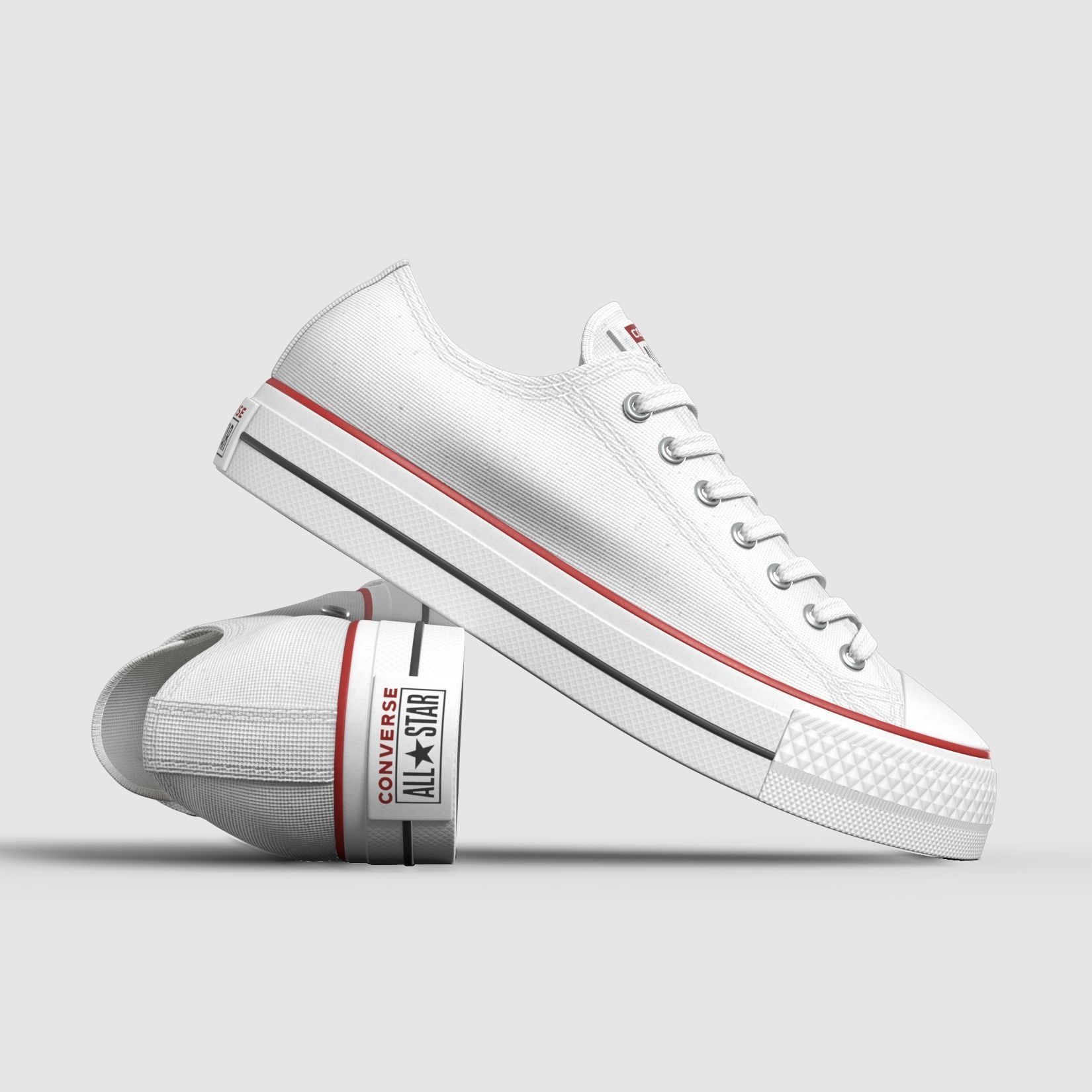 Chuck Taylor All Star Classic - Converse Shoes - Optical White Low-poly 3D model_2