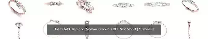 Rose Gold Diamond Woman Bracelets 3D Print Model