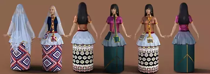Manipur Indian Traditional Dress 3D model