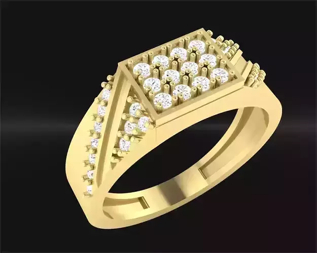 gold ring with stones b19 3D print model