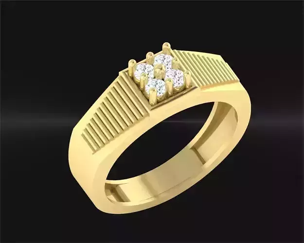 gents ring with centre stone b-20 3D print model