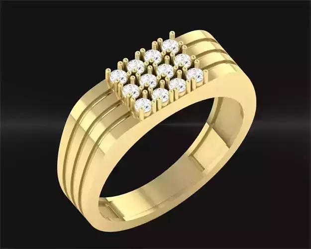 gents ring with stones b-22 3D print model