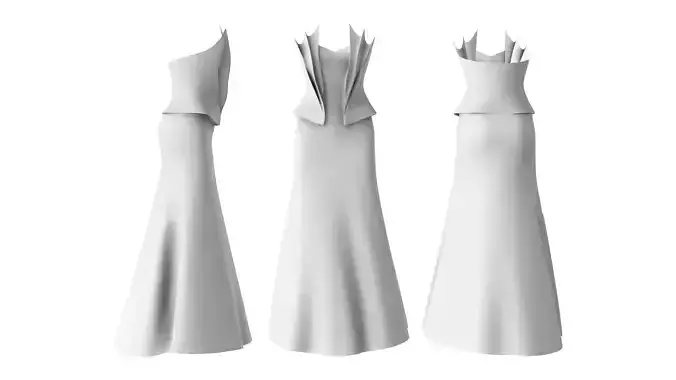 Flames Chest Strapless Long Gown