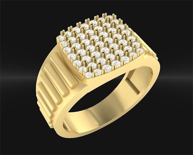 gents ring with stones b-23 3D print model