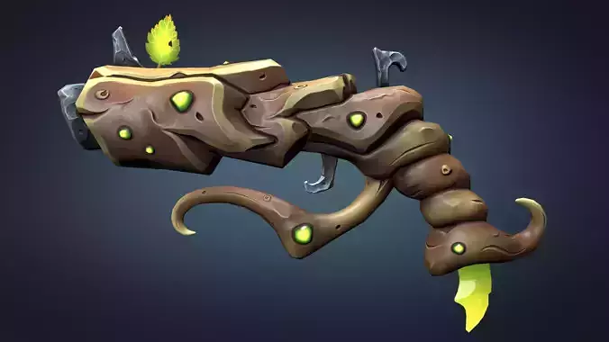 Wooden pistol Low-poly 3D model