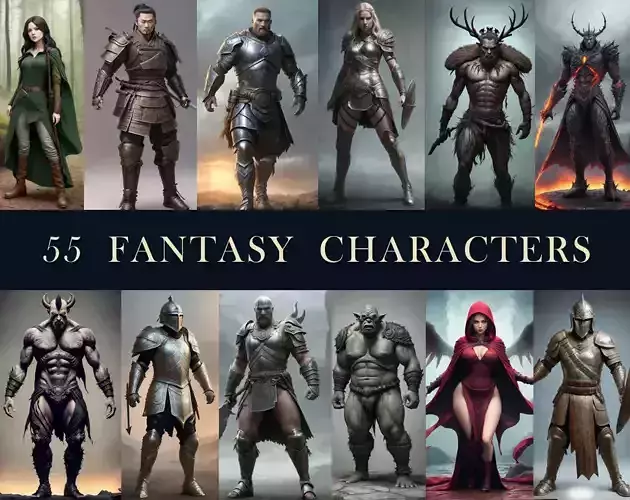 55 RPG Characters 3D model