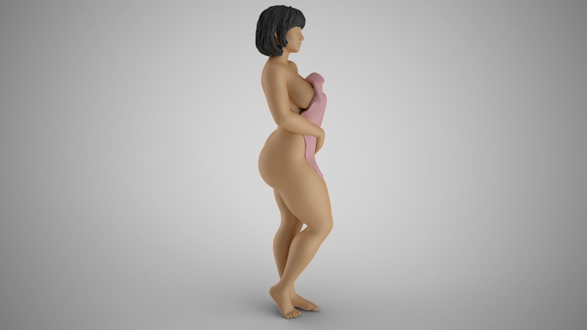 Girl Covering Herself 3D print model_5