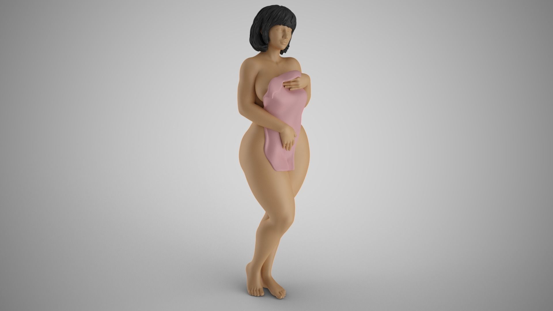 Girl Covering Herself 3D print model_4