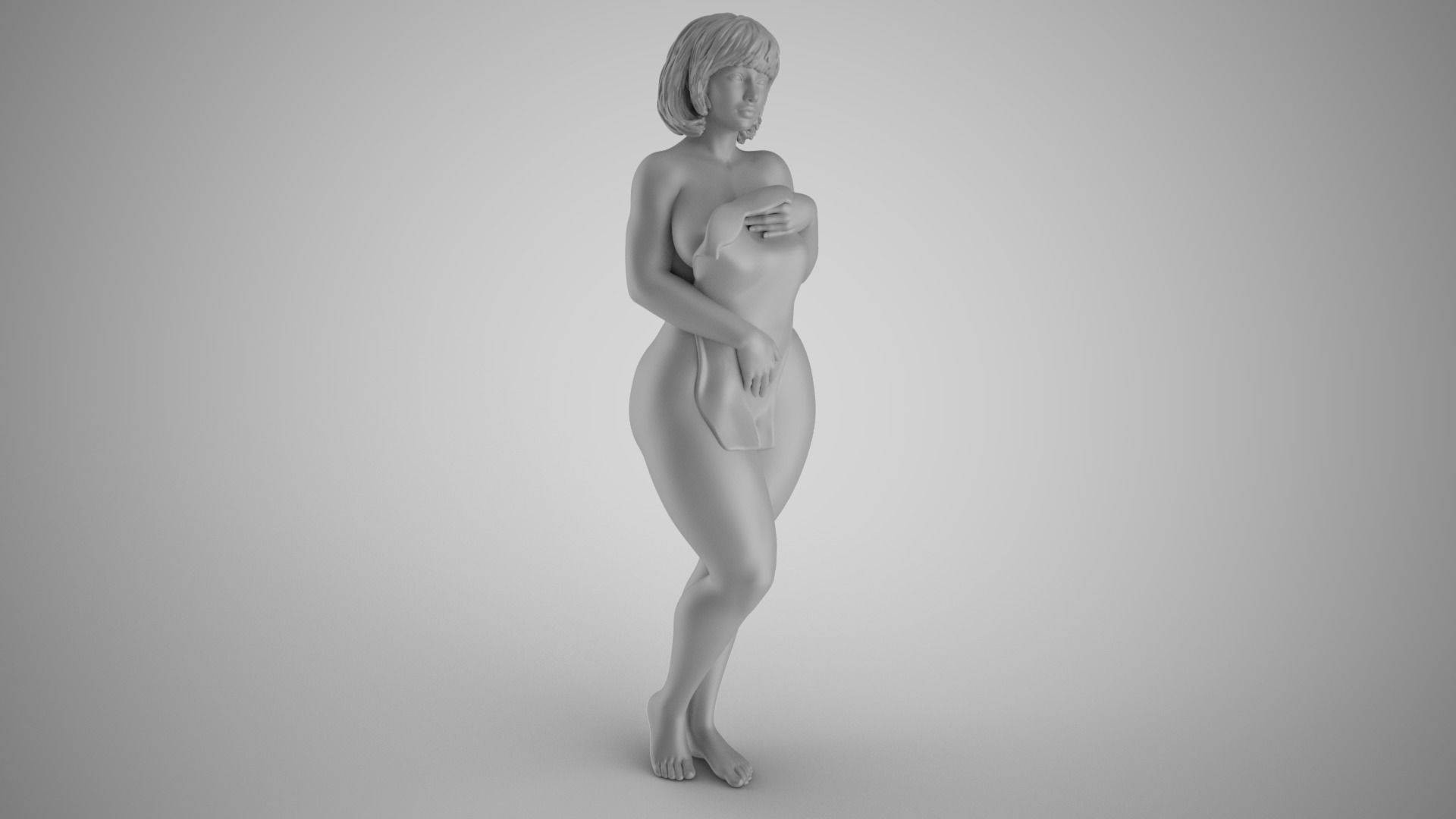 Girl Covering Herself 3D print model_3