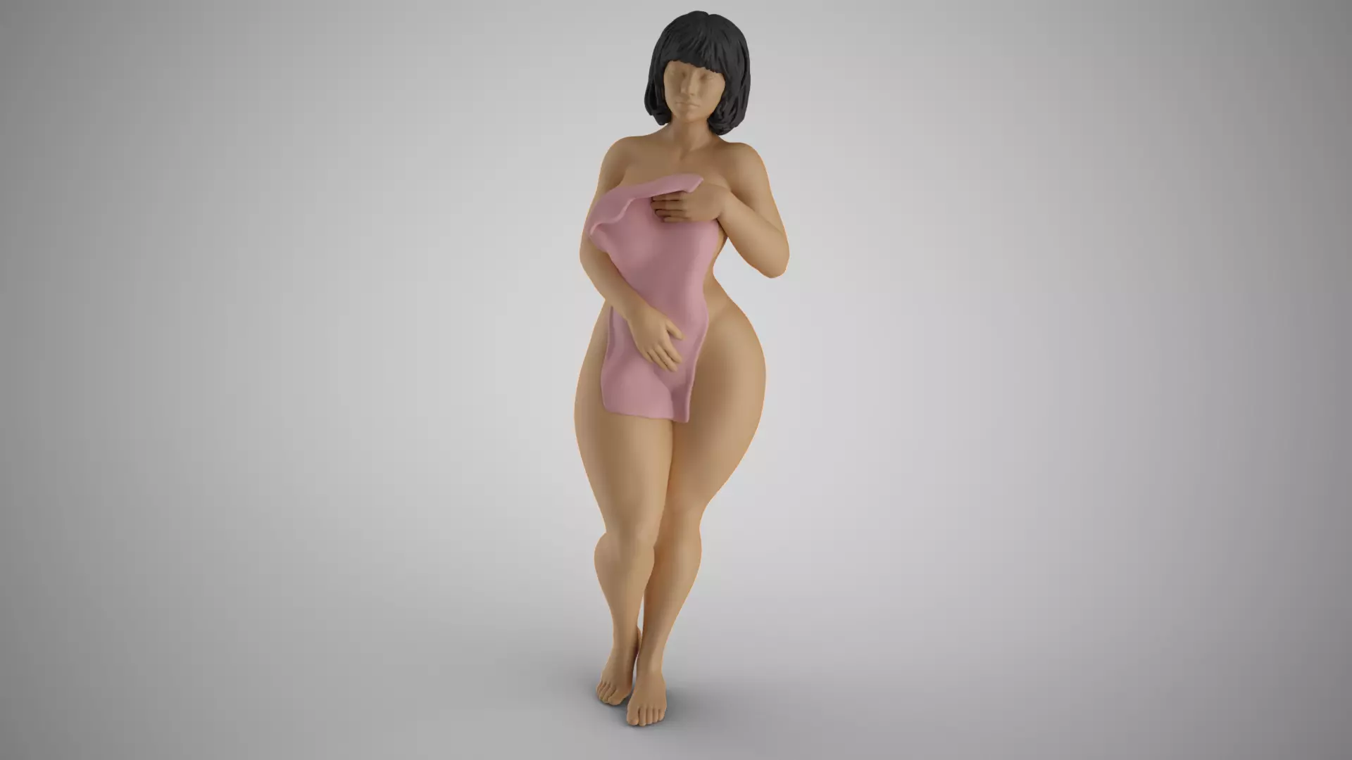 Girl Covering Herself 3D print model_0