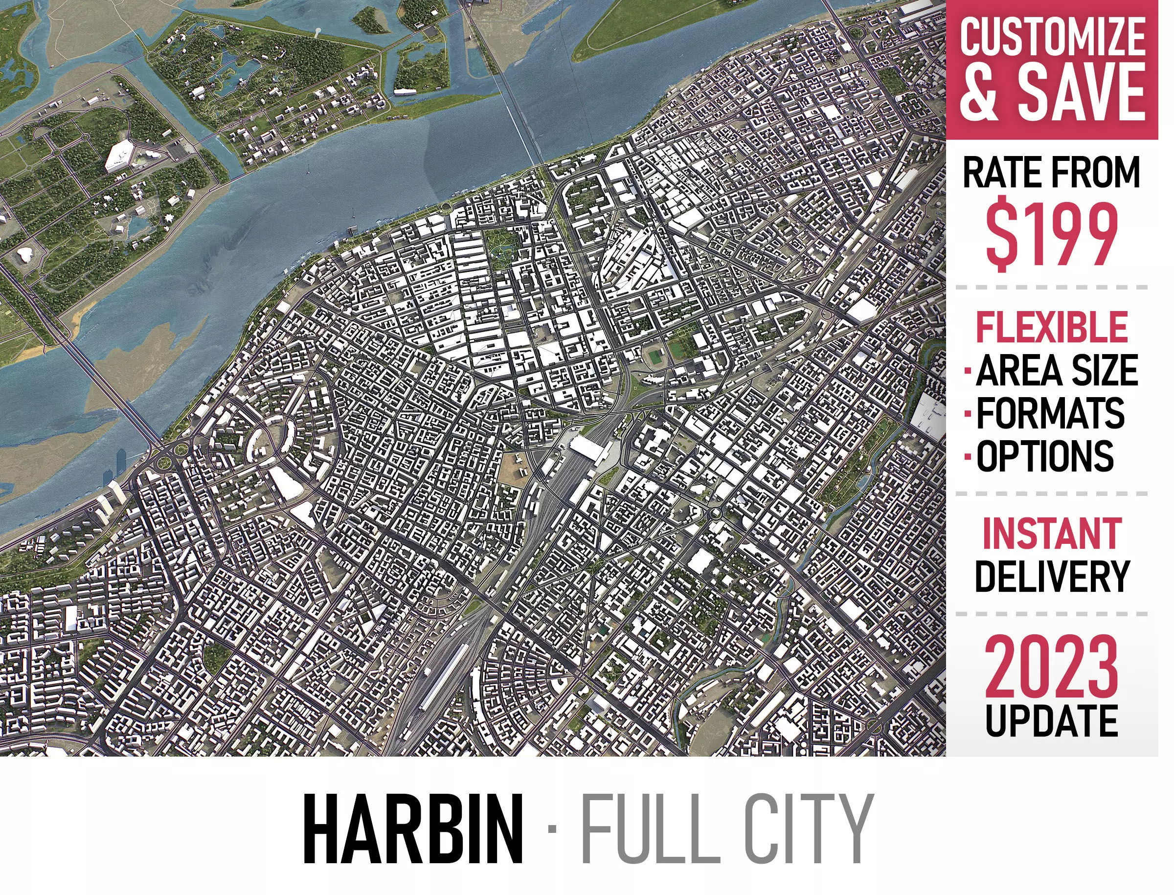 Harbin - 3D City Model Low-poly 3D model_0