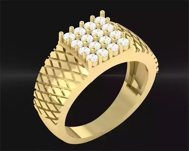 gents ring with stones b-26 3D print model