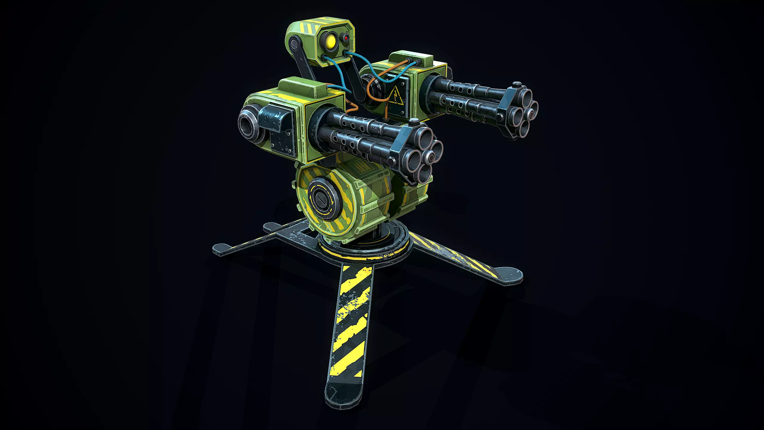 Stylized Sentry Gun Low-poly 3D model_3