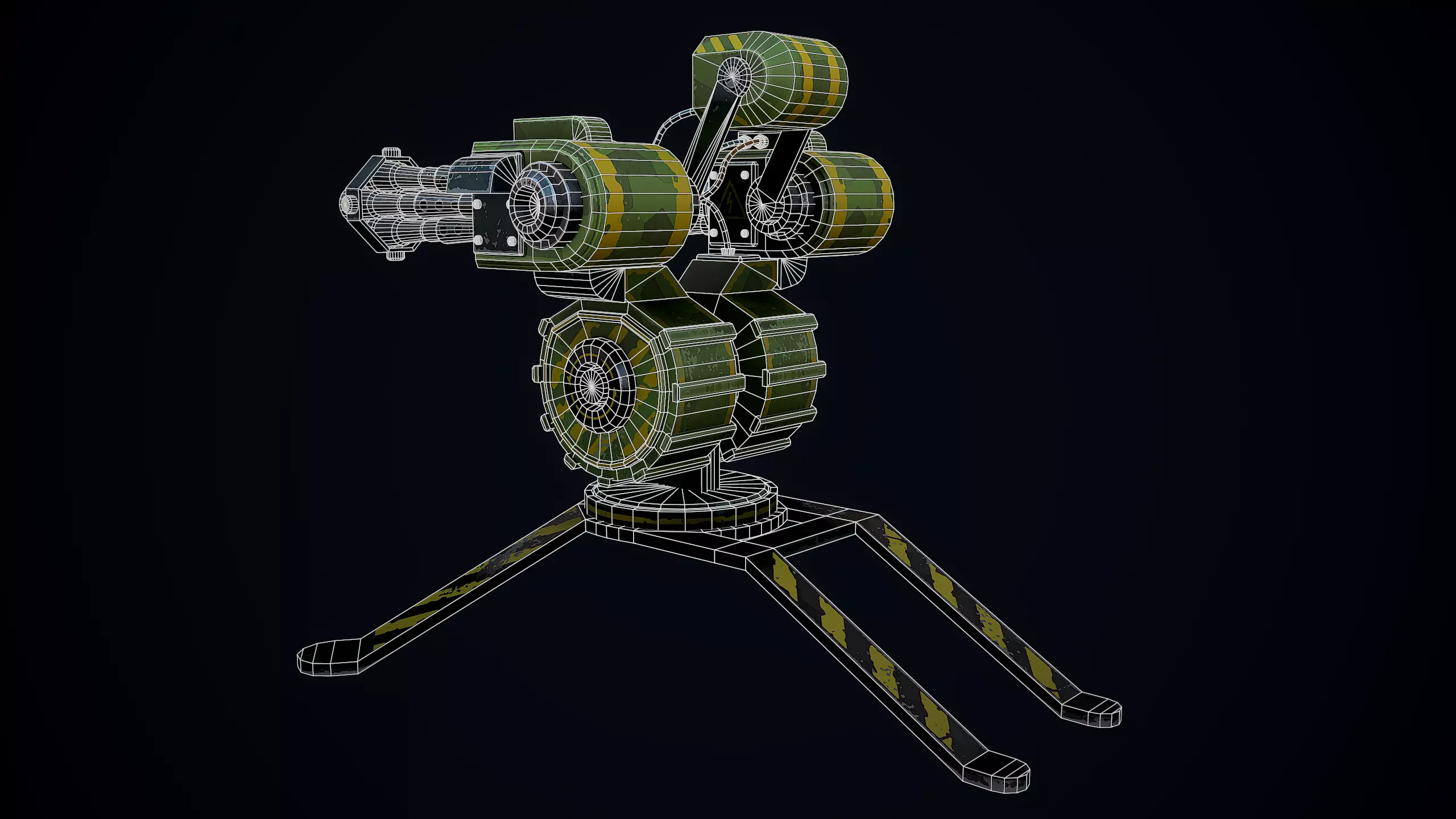 Stylized Sentry Gun Low-poly 3D model_9