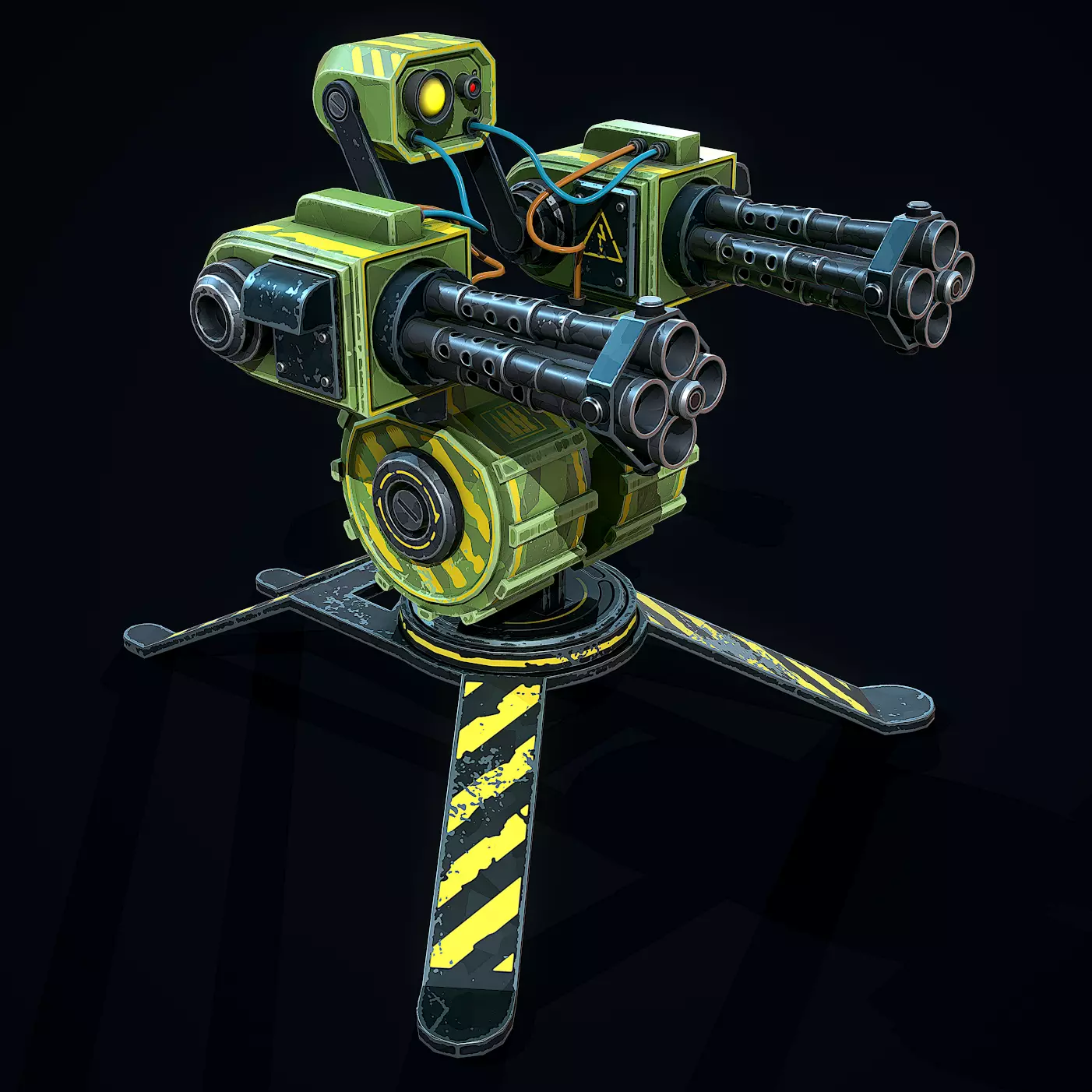 Stylized Sentry Gun Low-poly 3D model_0