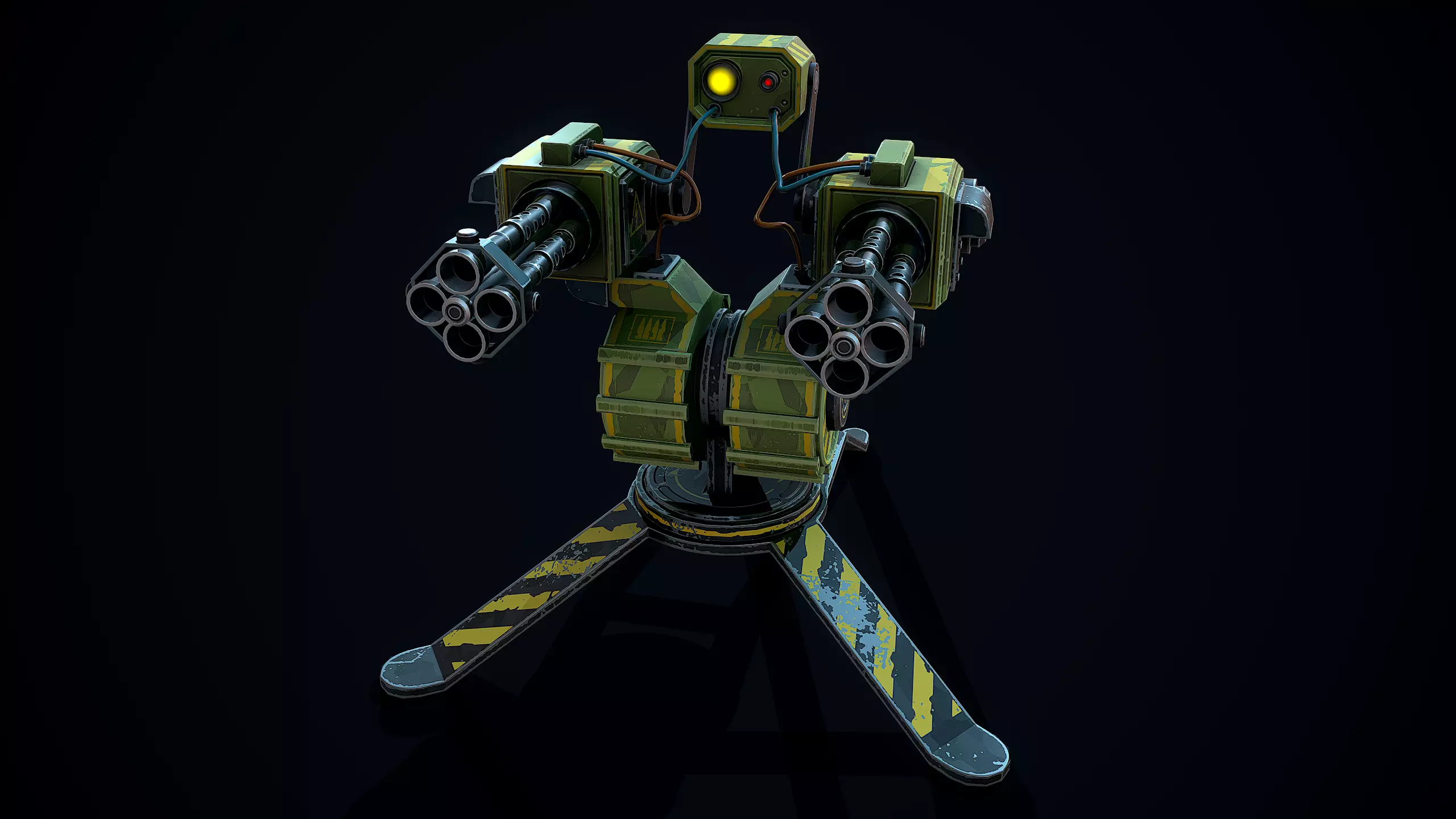 Stylized Sentry Gun Low-poly 3D model_7