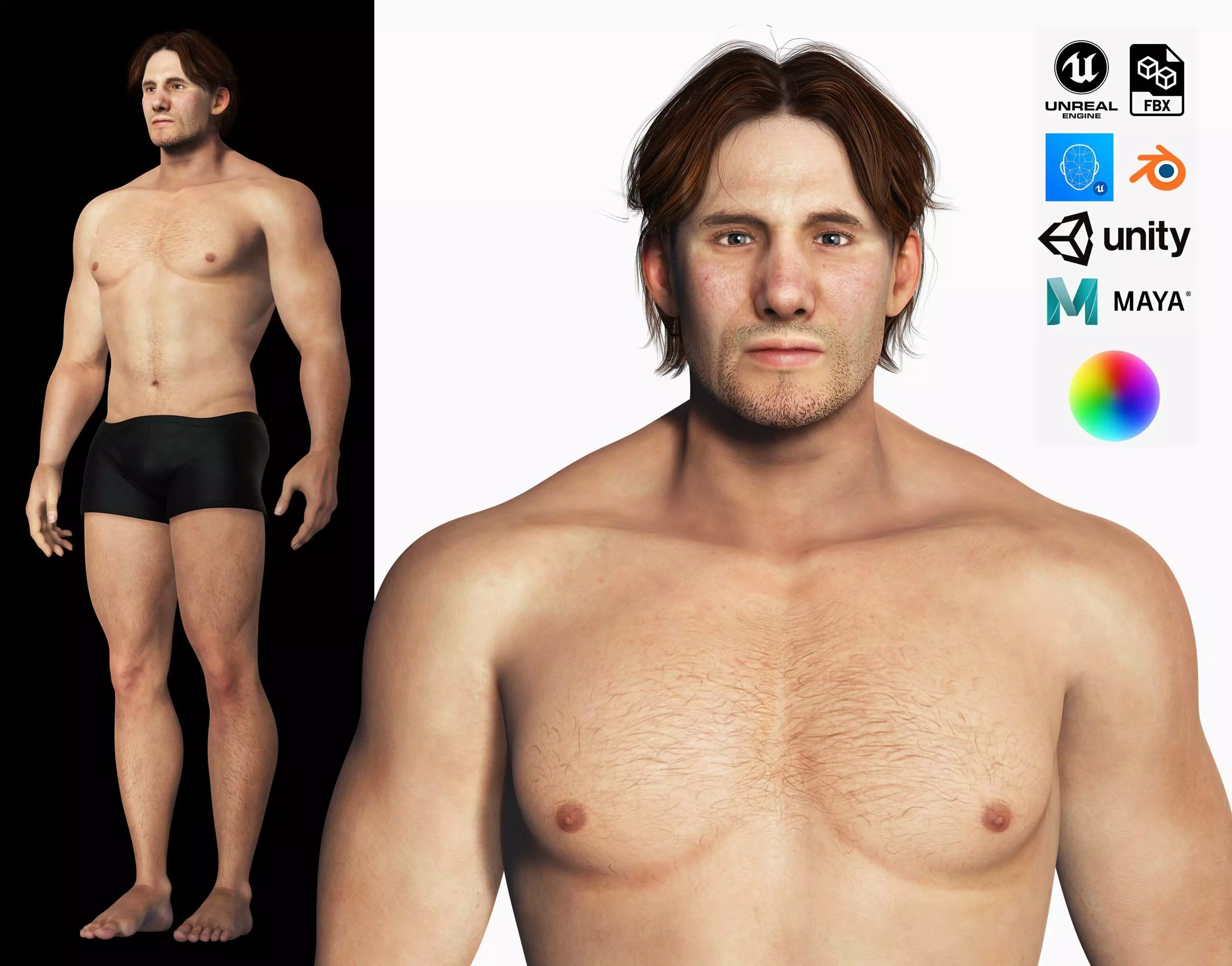 Free Male Body-low poly Free low-poly 3D model_0
