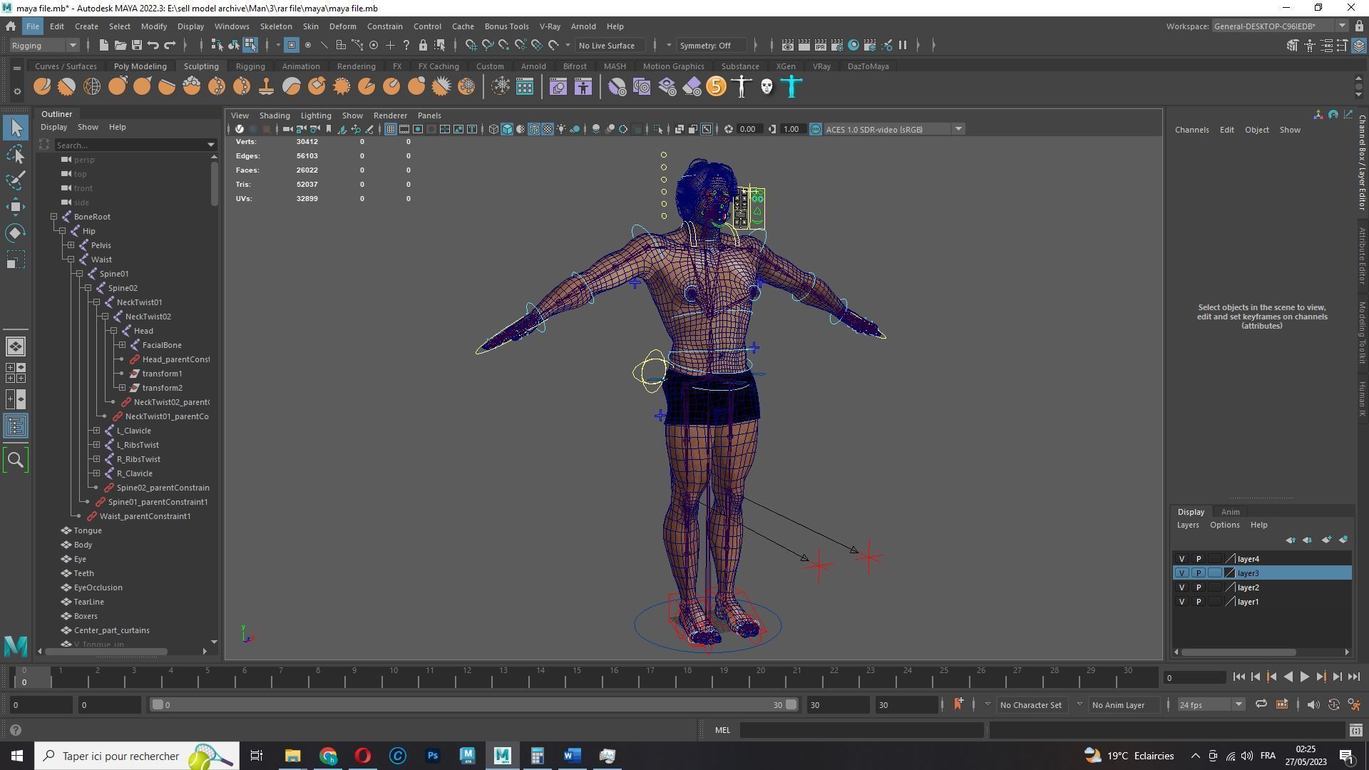 Free Male Body-low poly Free low-poly 3D model_24