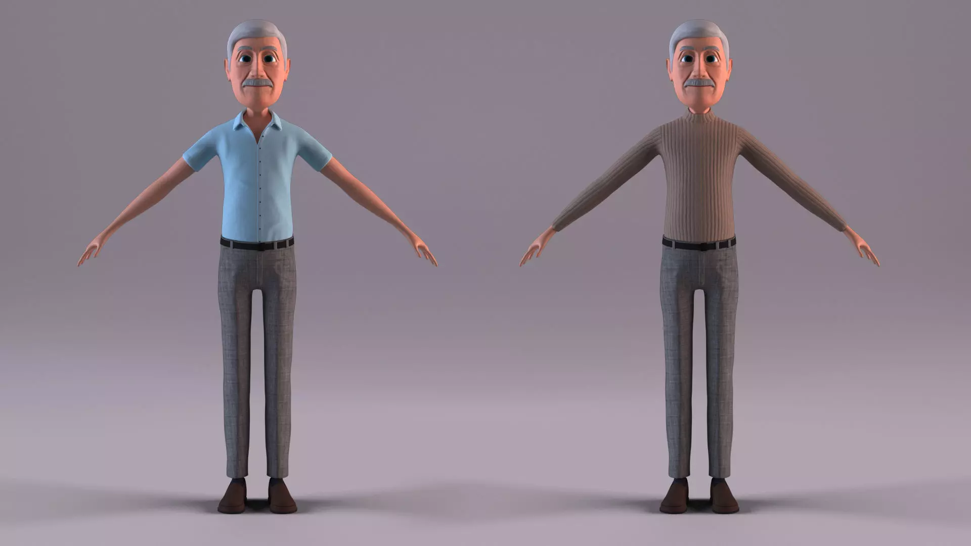Cartoon Grandpa Non Rigged Low-poly 3D model_0