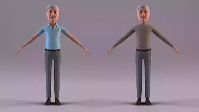 Cartoon Grandpa Non Rigged Low-poly 3D model