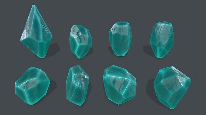 crystal set Low-poly 3D model