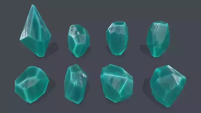 crystal set Low-poly 3D model
