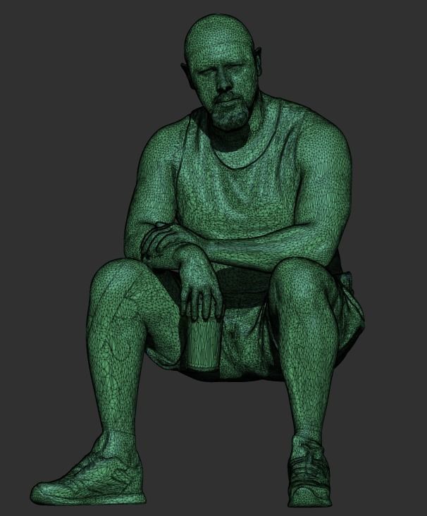 Athletic man sitting with water bottle 398 Low-poly 3D model_5