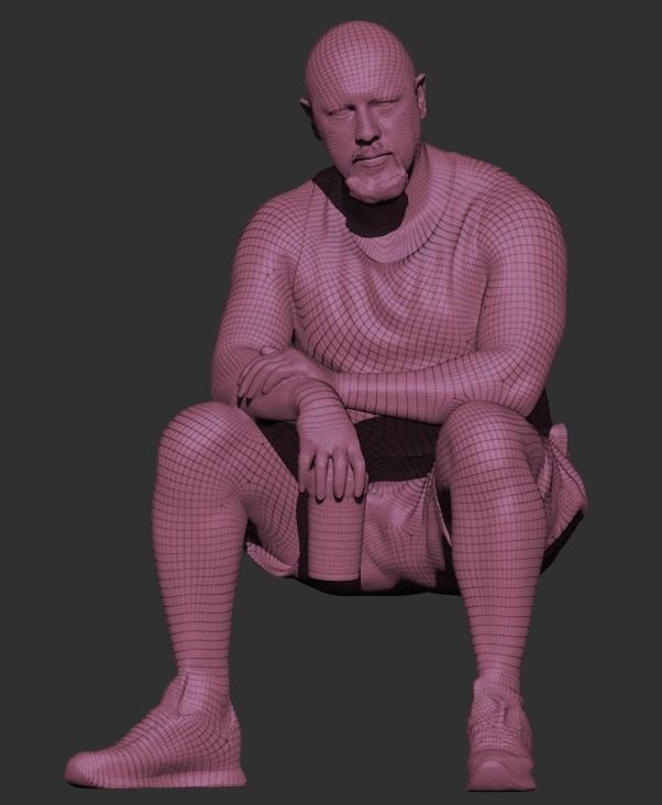 Athletic man sitting with water bottle 398 Low-poly 3D model_7