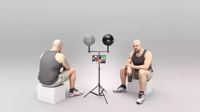 Athletic man sitting with water bottle 398 Low-poly 3D model