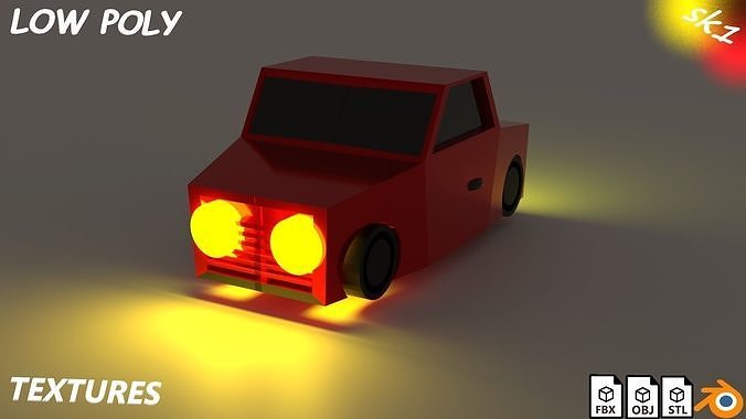 cartoon car Low-poly 3D model