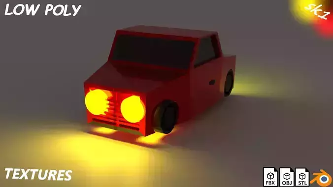 cartoon car Low-poly 3D model