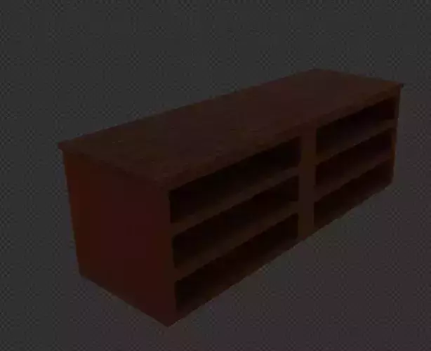 Wooden BookShelf or Counter LowPoly Game Ready