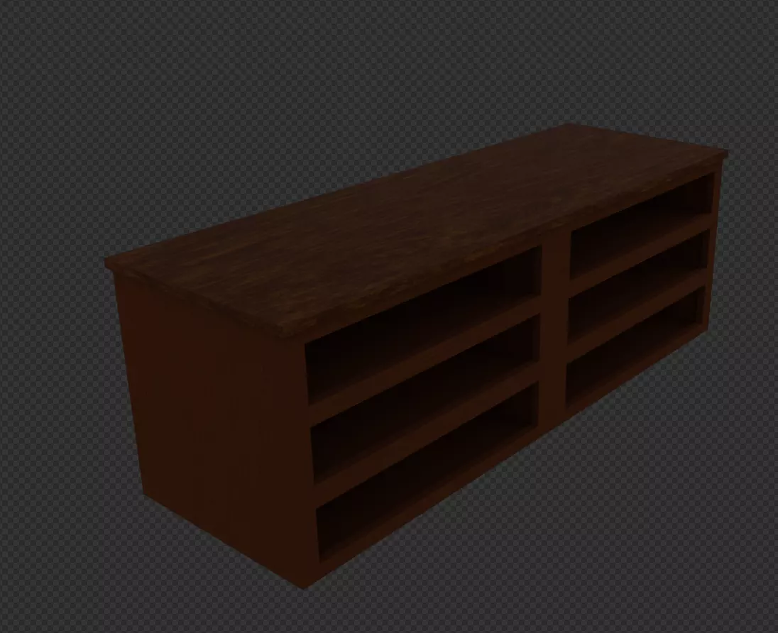 Wooden BookShelf or Counter LowPoly Game Ready Low-poly 3D model_0