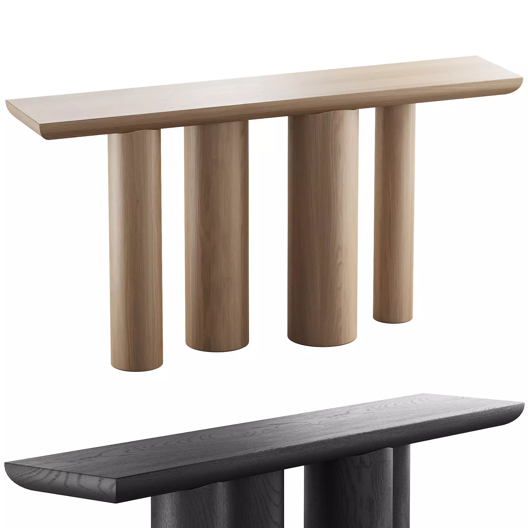 348 CB2 Crate n Barrel Bomen Natural Oak Wood Console Table 3D model_0