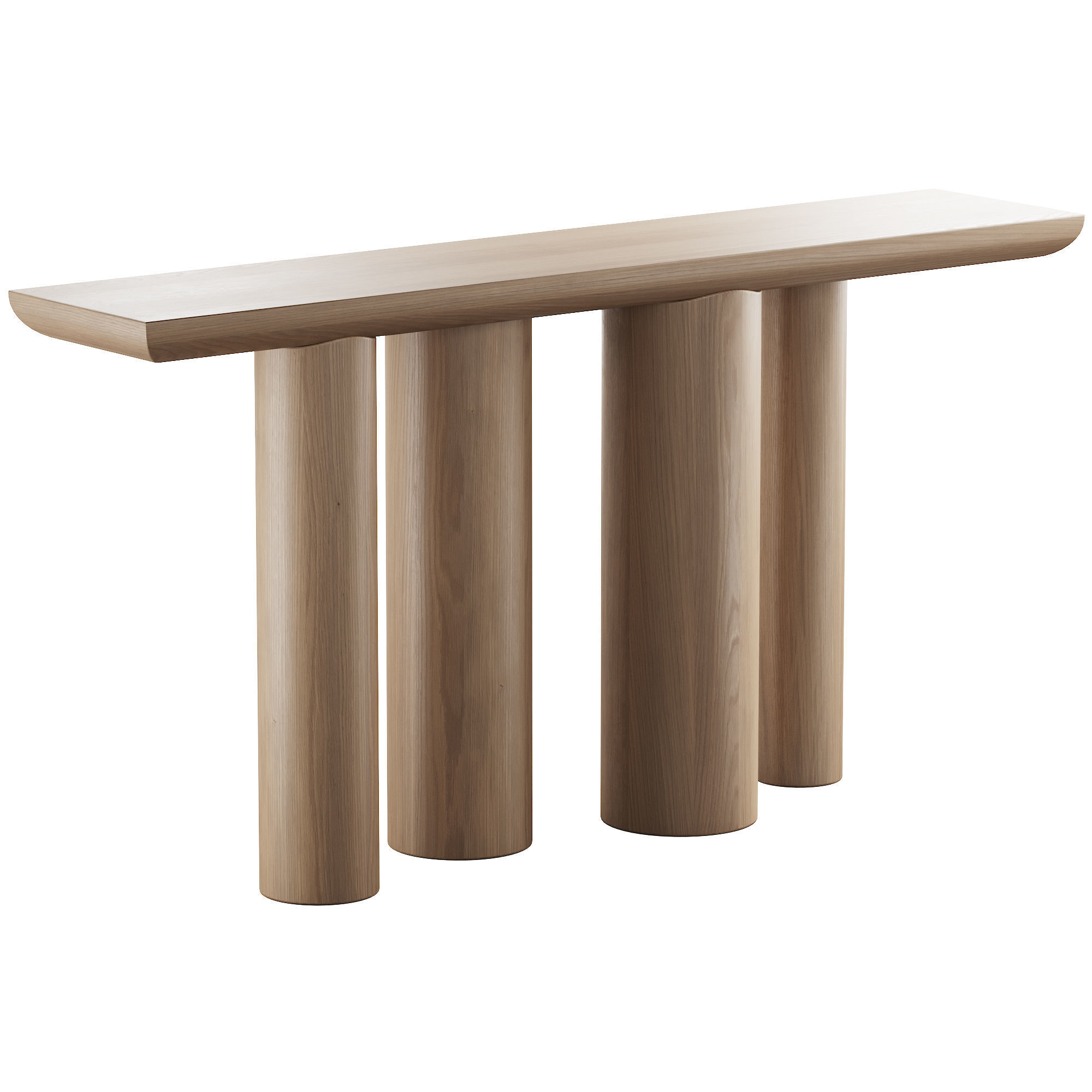 348 CB2 Crate n Barrel Bomen Natural Oak Wood Console Table 3D model_4