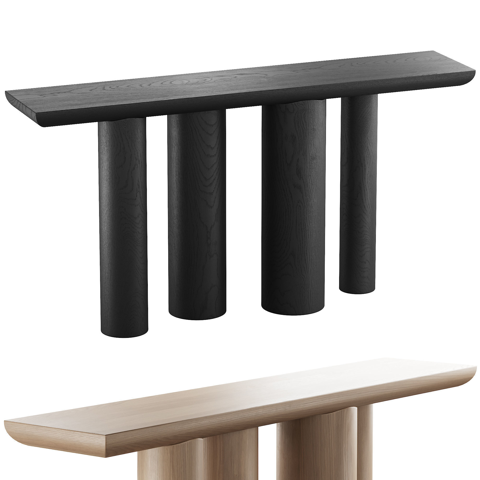 348 CB2 Crate n Barrel Bomen Natural Oak Wood Console Table 3D model_1