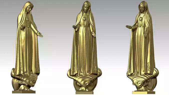 Our Lady of Fatima with holy heart - Virgin Mary 3D print model