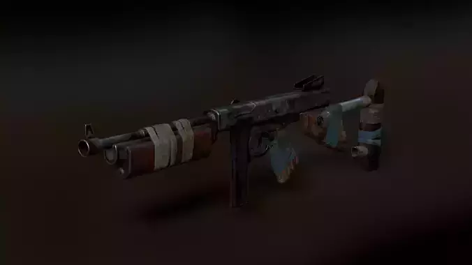 Rust Thompson Gun - Game Ready  Low-poly 3D model
