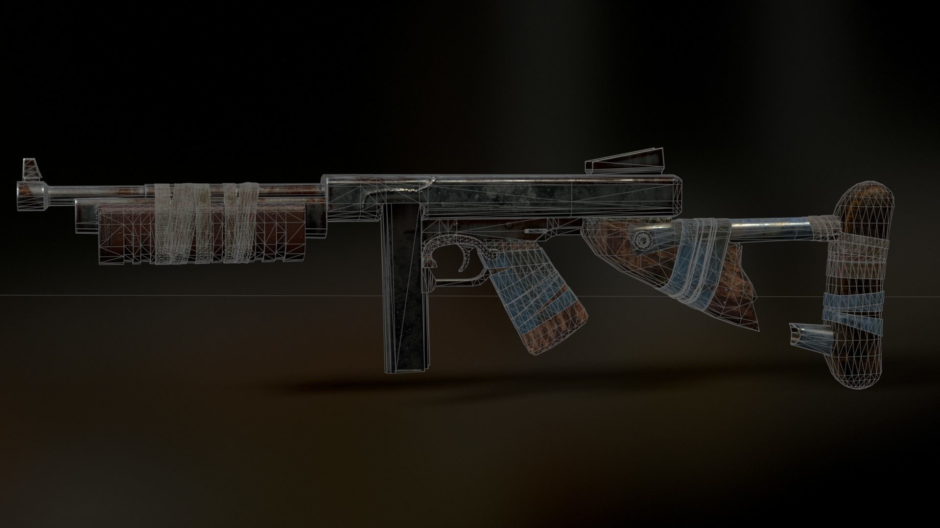 Rust Thompson Gun - Game Ready  Low-poly 3D model_4