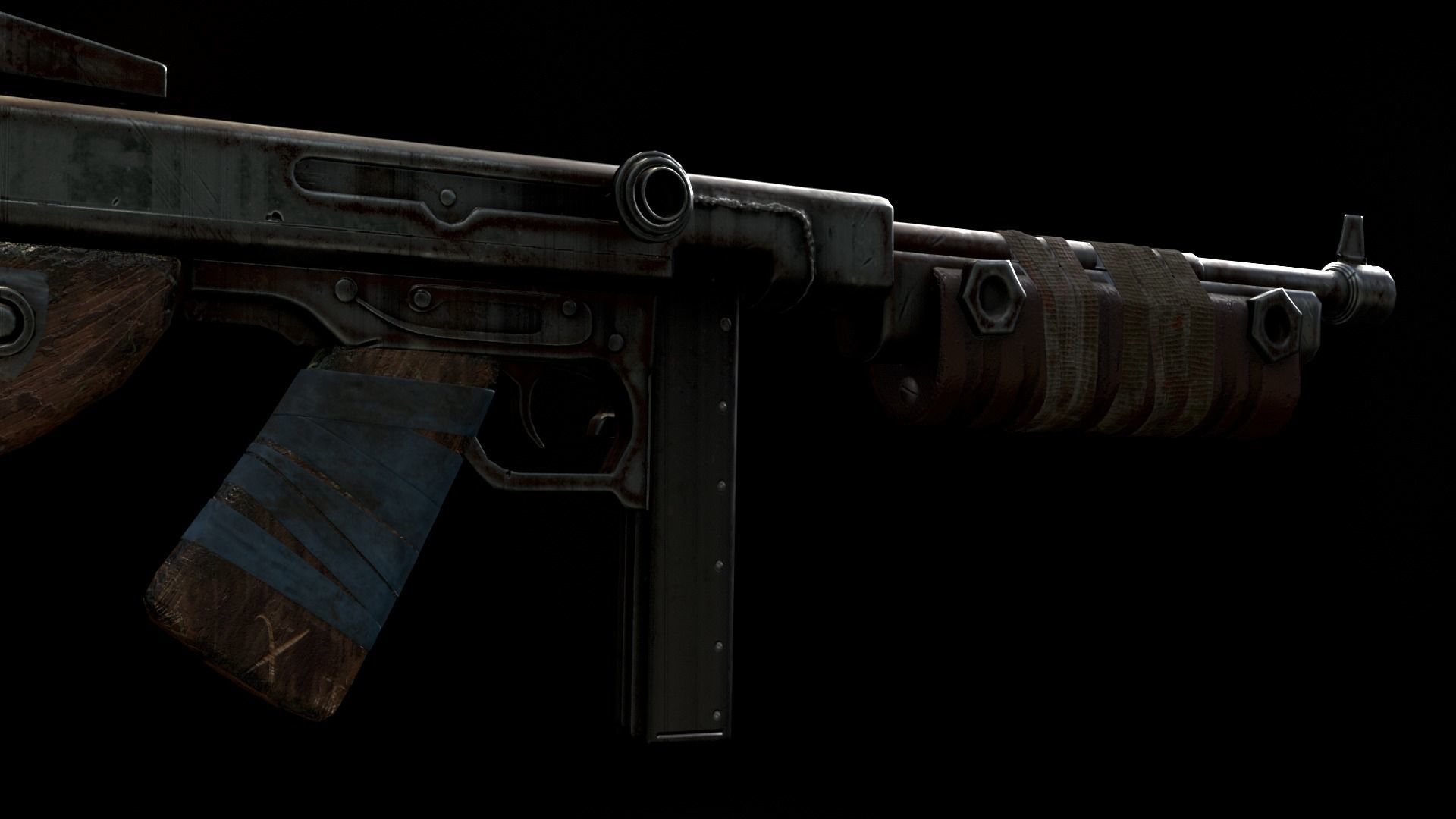 Rust Thompson Gun - Game Ready  Low-poly 3D model_2