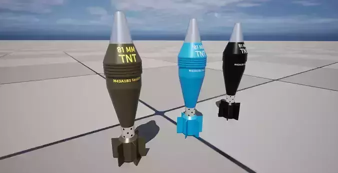 81mm M43A1B1 Mortar Ammunition Low-poly 3D model