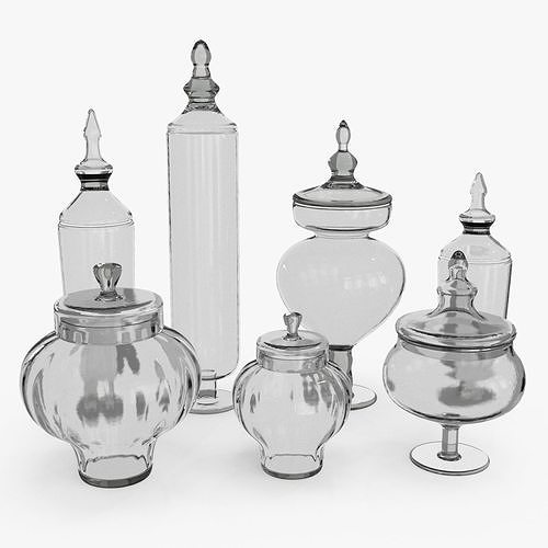 Glass Vase Set of 7 Low-poly 3D model