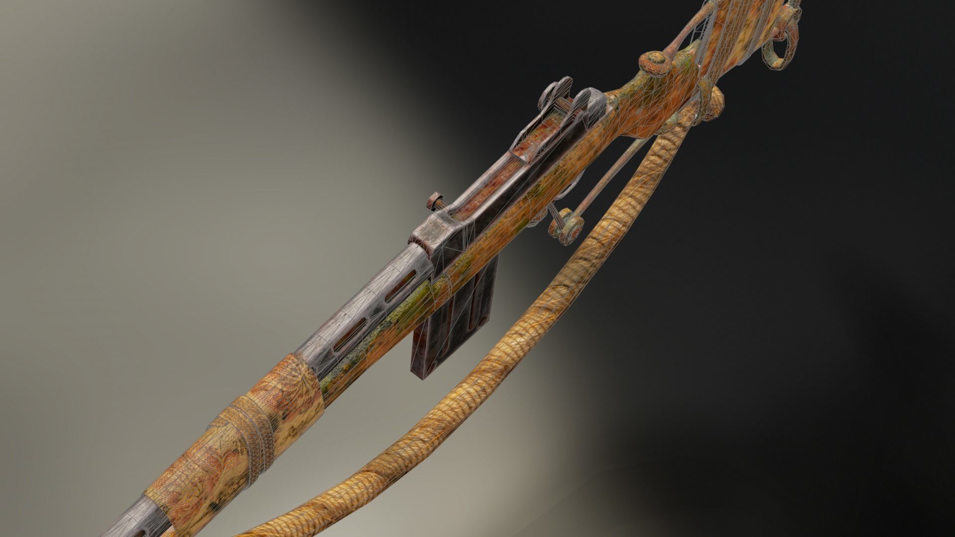 Rust Rifle Game Ready Low-poly 3D model_3