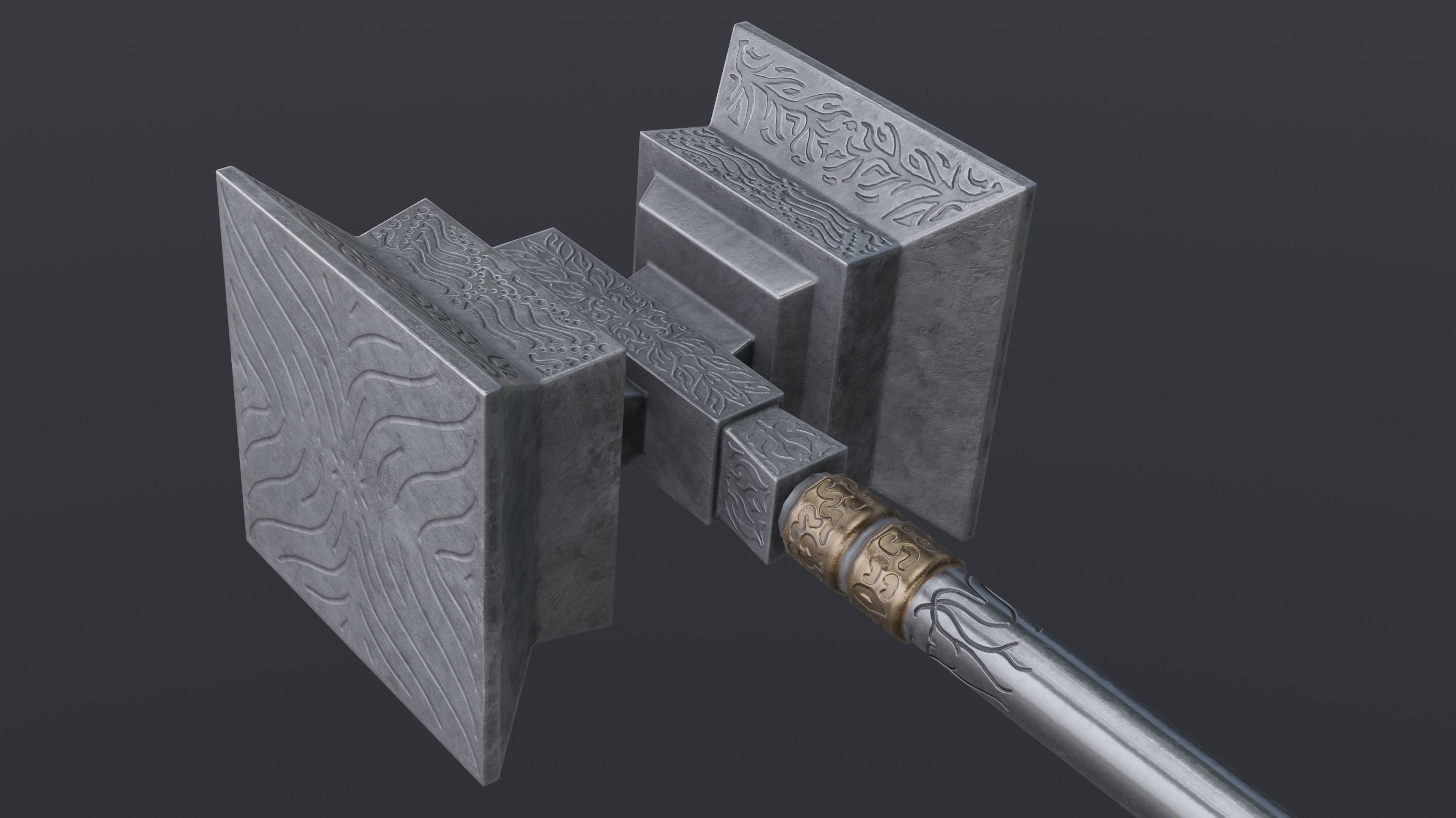 Hammer 02 Low-poly 3D model_2