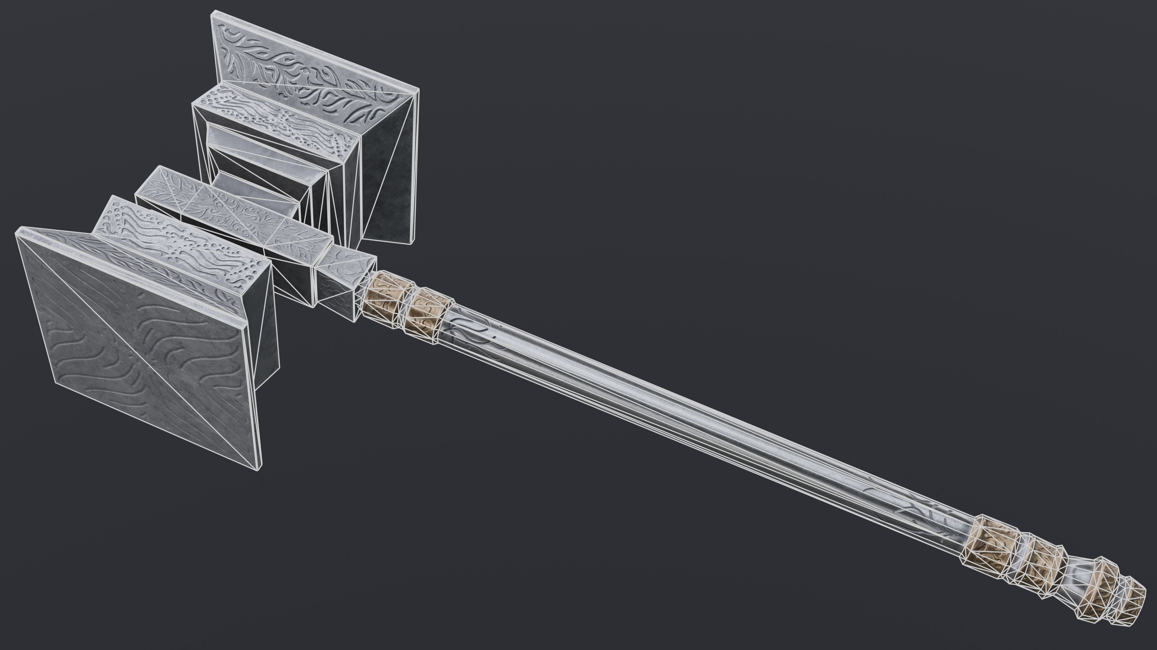Hammer 02 Low-poly 3D model_6