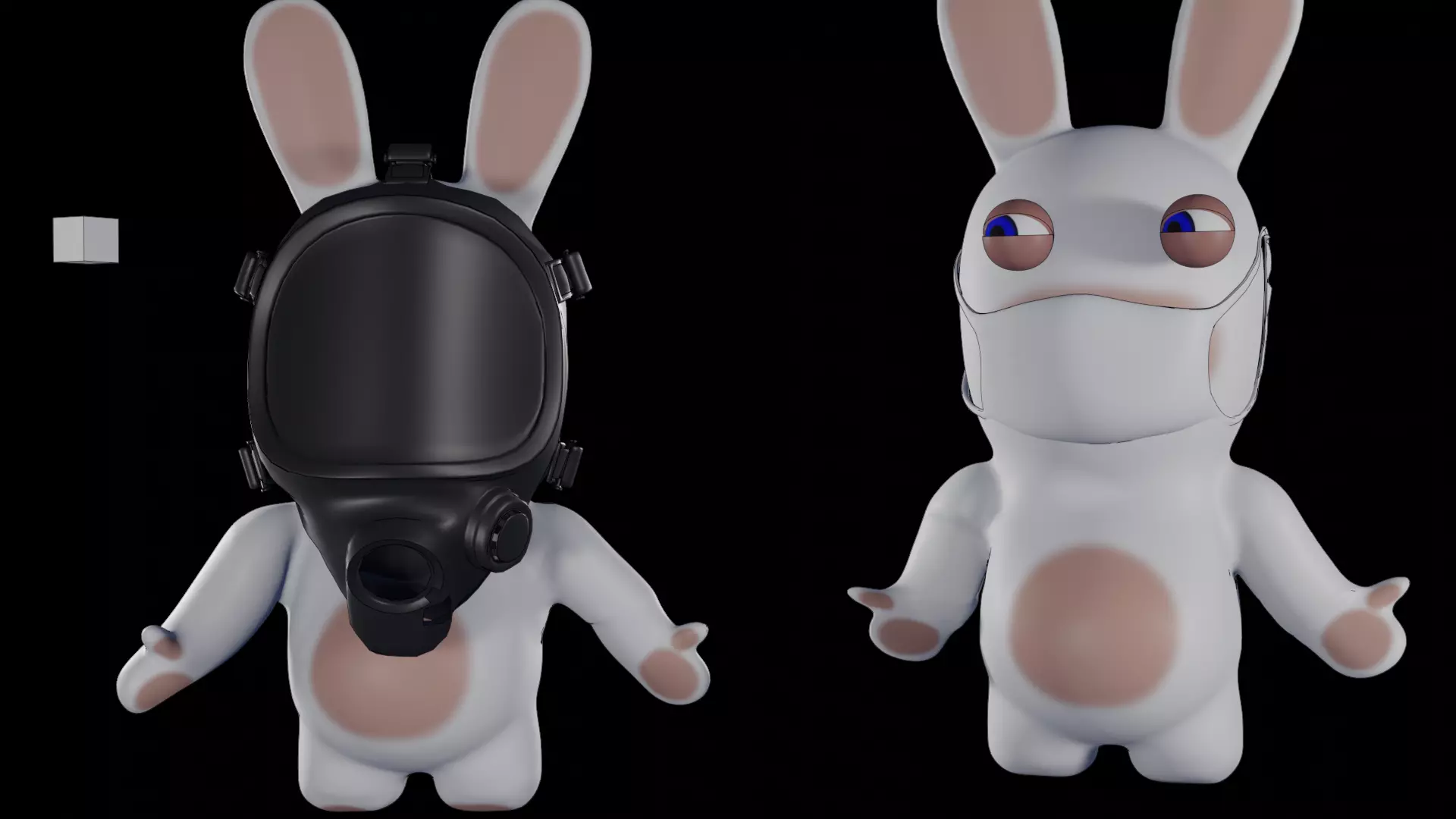 Crazy bunnies in masks game ready Free 3D model